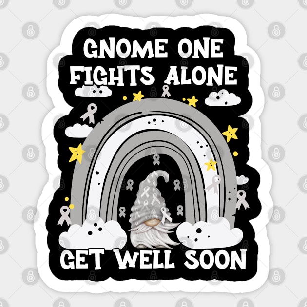 Gnome One Fights Alone Brain Cancer Sticker by WoollyWonder